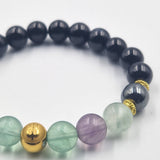 Bracelet Balance en Obsidienne noire, Fluorite violette et Hématite