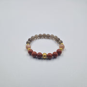 Bracelet Verseau en Quartz fumé, Jaspe rouge et Pierre de soleil