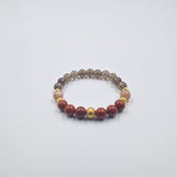 Bracelet Verseau en Quartz fumé, Jaspe rouge et Pierre de soleil