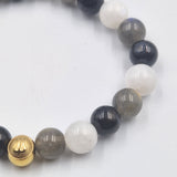 Bracelet CHAGRIN en Obsidienne noire, Pierre de lune blanche et Labradorite