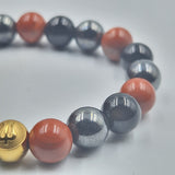 Bracelet COURAGE en Onyx noir, Jaspe rouge et Hématite