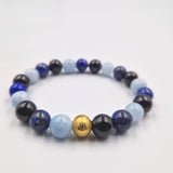 Bracelet ENDURANCE en Tourmaline noire, Lapis-lazuli et Aigue-marine