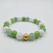 Bracelet FERTILITE en Pierre de lune blanche, Jade vert et Aventurine verte