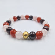 Bracelet FECONDITE en Quartz rose, Cornaline et Grenat