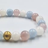 Bracelet GROSSESSE en Pierre de lune blanche, Quartz rose et Aigue-marine