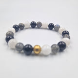 Bracelet HYPERSENSIBILITE en Labradorite, Pierre de lune blanche et Tourmaline noire