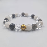 Bracelet IMAGINATION en Labradorite, Pierre de lune blanche et Quartz clair