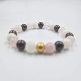 Bracelet INFIDELITE en Pierre de lune blanche, Quartz rose et Grenat