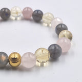 Bracelet JALOUSIE en Quartz rose, Labradorite et  Citrine