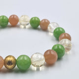 Bracelet JOIE DE VIVRE en Citrine, Pierre de Soleil et Jade vert