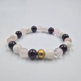 Bracelet LIBIDO en Quartz rose, Pierre de lune blanche et Grenat