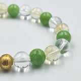 Bracelet PROSPERITE en Citrine, Jade vert et Quartz clair