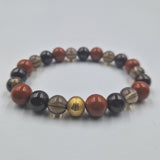 Bracelet MEDITATION en Jaspe rouge, Quartz fumé et Grenat