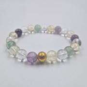 Bracelet MEMOIRE en Citrine, Fluorite violette et Quartz clair