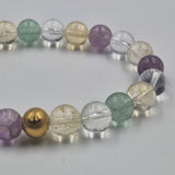 Bracelet MEMOIRE en Citrine, Fluorite violette et Quartz clair