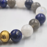 Bracelet MEMOIRE DES REVES en Lapis-lazuli, Pierre de lune blanche et Labradorite