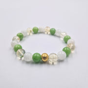 Bracelet MENOPAUSE en Pierre de lune blanche, Jade vert et Citrine