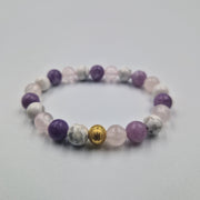 Bracelet NERVOSITE en Quartz rose, Lépidolite et Howlite