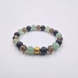 Bracelet ONDES en Shungite, Quartz fumé et Aventurine verte