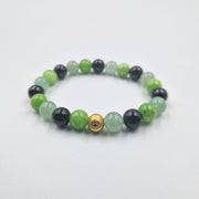 Bracelet PATIENCE en Jade vert, Tourmaline noire et Aventurine verte