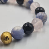 Bracelet PERDRE DU POIDS en Quartz rose, Obsidienne noire et Sodalite