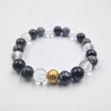 Bracelet PURETE en Quartz clair, Tourmaline noire et Obsidienne flocon de neige