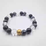 Bracelet PURETE en Quartz clair, Tourmaline noire et Obsidienne flocon de neige