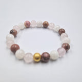 Bracelet TOMBER ENCEINTE en Pierre de lune blanche, Quartz rose et Rhodonite