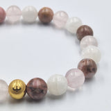 Bracelet RECONQUERIR SON EX en Quartz rose, Pierre de lune blanche et Rhodonite