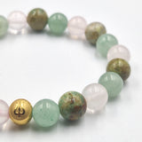 Bracelet RELATIONS en Quartz rose, Turquoise et Aventurine verte