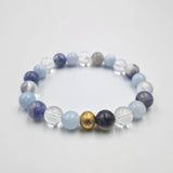 Bracelet RETENTION D'EAU en Quartz clair, Aigue-marine et Sodalite