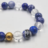 Bracelet REUSSITE SCOLAIRE en Sodalite, Lapis-lazuli et Quartz clair