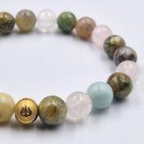 Bracelet SINCERITE en Quartz rose, Turquoise et Amazonite