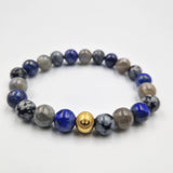 Bracelet SOLITUDE en Labradorite, Obsidienne flocon de neige et Lapis-lazuli