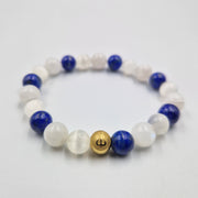 Bracelet SPIRITUALITE en Lapis-lazuli, Pierre de lune blanche et Sélénite