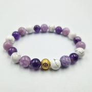 Bracelet STRESS en Améthyste, Lépidolite et Howlite