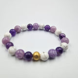 Bracelet STRESS en Améthyste, Lépidolite et Howlite