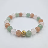 Bracelet UTOPISME en Pierre de soleil, Aventurine verte et Quartz rose