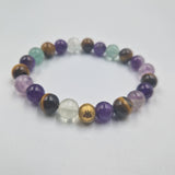 Bracelet VIVACITE en Améthyste, Oeil de tigre et Fluorite violette