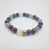 Bracelet VIVACITE en Améthyste, Oeil de tigre et Fluorite violette