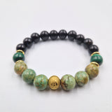 Bracelet MALADIE DE CROHN en Turquoise, Obsidienne noire, Malachite