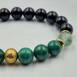 Bracelet SCIATIQUE en Tourmaline noire, Fluorite, Malachite