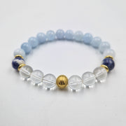 Bracelet SINUS en Quartz clair,  Aigue-Marine, Sodalite