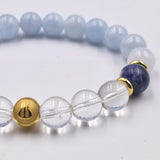 Bracelet SINUS en Quartz clair,  Aigue-Marine, Sodalite