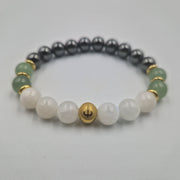 Bracelet Cancer Année 2025 en Pierre de lune blanche, Aventurine verte et Hématite