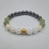 Bracelet Cancer Année 2025 en Pierre de lune blanche, Aventurine verte et Hématite