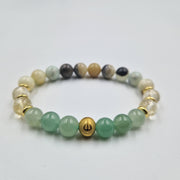 Bracelet Gémeaux Année 2025 en Aventurine verte, Citrine et Amazonite