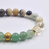 Bracelet Gémeaux Année 2025 en Aventurine verte, Citrine et Amazonite