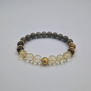 Bracelet Lion Année 2025 en Citrine, Oeil de tigre et Pyrite