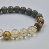 Bracelet Lion Année 2025 en Citrine, Oeil de tigre et Pyrite